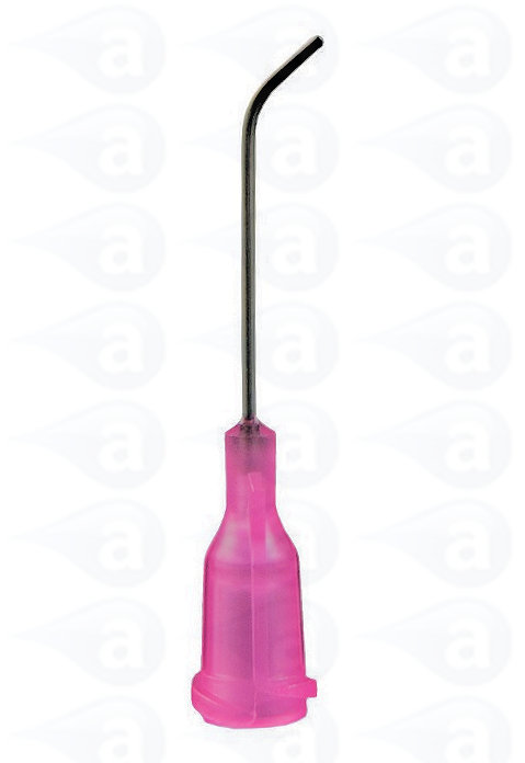20 Gauge Pink Bent Angled Tip 1" Long Luer Lock