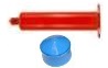 Amber syringe barrel blue piston kit dispensing